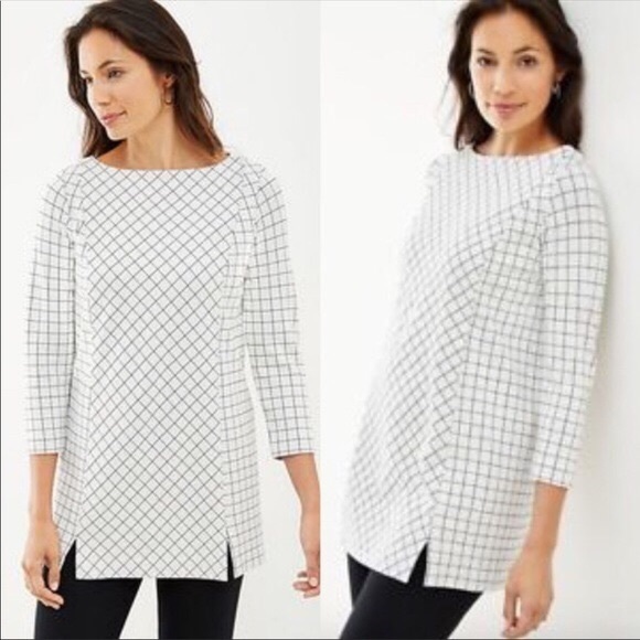 J. Jill Tops - J. Jill Ponte black/white window pane Tunic top